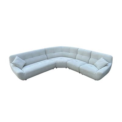 Artemio 5-Seater Sectional Fabric Corner Sofa - Milky White